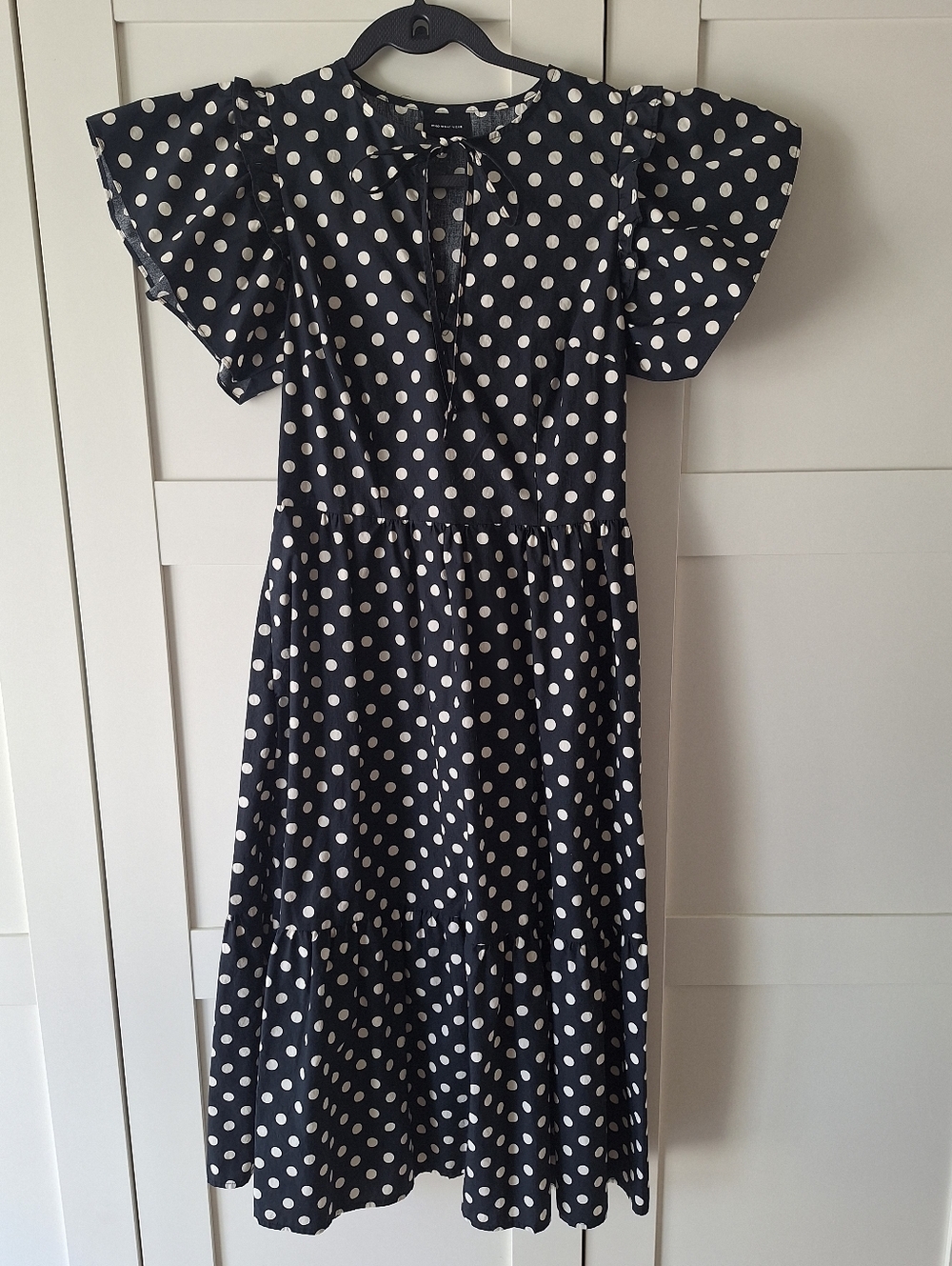 Who What Wear Blac and White Polka Dot Maxi Dress with Puff Sleeves